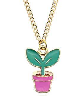 L166 Gold Plant Necklace FREE EARRINGS - Iris Fashion Jewelry