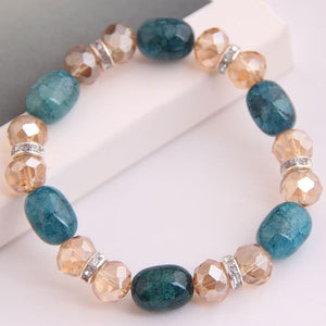 B919 Blue Crackle Stone with Gems Bracelet - Iris Fashion Jewelry