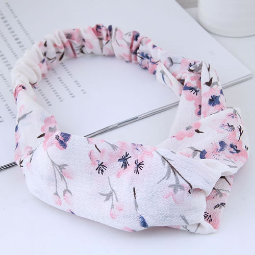 H367 White Pink Floral Head Band - Iris Fashion Jewelry