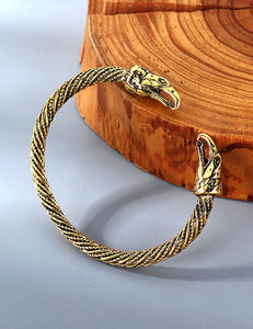 B860 Gold Eagle Head Spiral Cuff Bracelet - Iris Fashion Jewelry