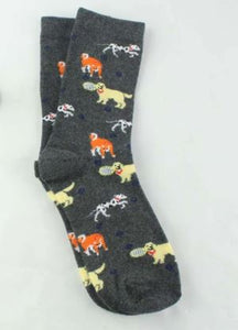 SF259 Gray Dogs Playing Tennis Socks - Iris Fashion Jewelry