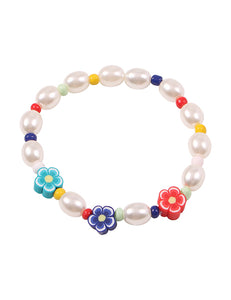 L275 Pearls & Flowers Bead Bracelet - Iris Fashion Jewelry