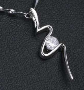 N1593 Silver Dainty Squiggle Rhinestone Necklace with FREE Earrings - Iris Fashion Jewelry