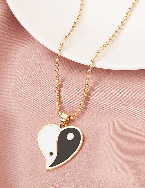 N278 Gold Yin Yang Heart Necklace With FREE Earrings - Iris Fashion Jewelry