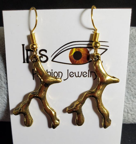 *E1017 Gold Art Deco Earrings - Iris Fashion Jewelry