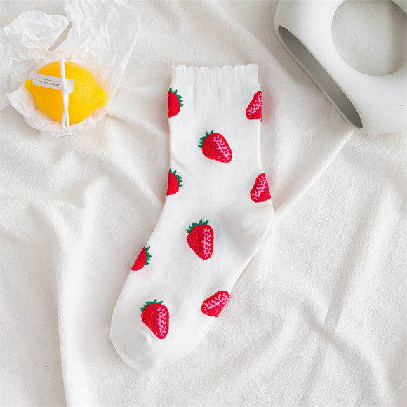 SF539 White Strawberry Socks - Iris Fashion Jewelry