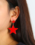 E1791 Red Baked Enamel Star Earrings - Iris Fashion Jewelry