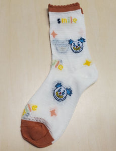 SF1305 White Smile Clown Pelerine Socks - Iris Fashion Jewelry