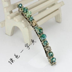 H110 Shades of Green Beaded Hair Clip - Iris Fashion Jewelry