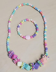 L244 Festive Cubes Beaded Necklace & Bracelet Set - Iris Fashion Jewelry