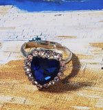 AR46 Silver Royal Blue Heart Gemstone Adjustable Ring - Iris Fashion Jewelry