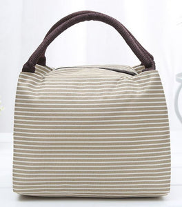 G175 Light Brown Stripes Insulated Lunch Tote - Iris Fashion Jewelry