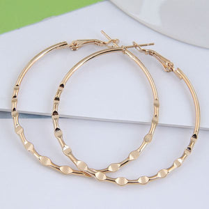 E684 Gold Textured Hoop Earrings - Iris Fashion Jewelry