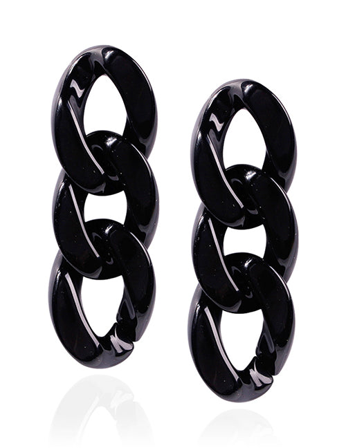 E1797 Black Chain Link Acrylic Earrings - Iris Fashion Jewelry