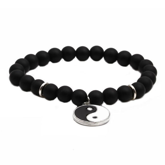 B138 Black Smooth Yin Yang Bead Bracelet - Iris Fashion Jewelry