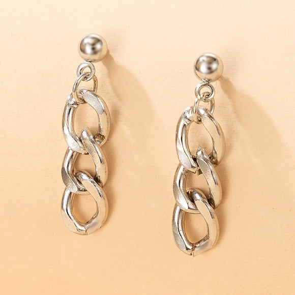 E831 Small Silver Chain Link Dangle Earrings - Iris Fashion Jewelry