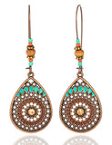 E1617 Bronze Teardrop Bead Iridescent Rhinestone Earrings - Iris Fashion Jewelry