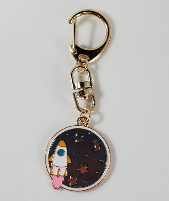 L405 Rocket Ship in Space Zipper Pull - Iris Fashion Jewelry