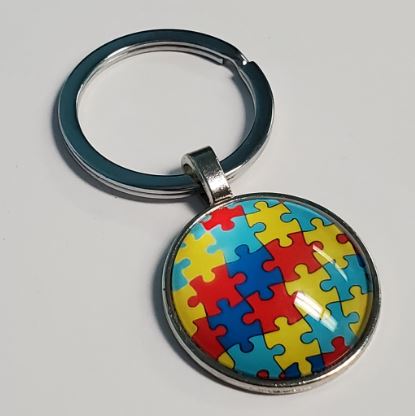 K103 Silver Autism Awareness Keychain - Iris Fashion Jewelry