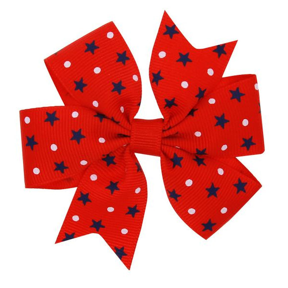 H477 Small Red Stars & Dots Bow Hair Clip - Iris Fashion Jewelry