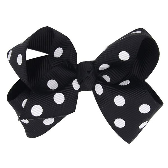 H788 Black White Polka Dot Small Hair Bow Alligator Clip - Iris Fashion Jewelry