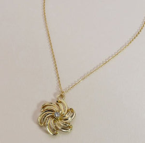 N538 Gold Swirl Design with Rhinestone Necklace FREE Earrings - Iris Fashion Jewelry