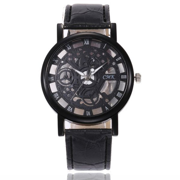 W137 Black Band Gears Collection Quartz Watch - Iris Fashion Jewelry