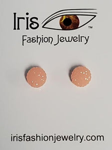 *E659 Peach Gemstone Covered Ball Magnetic Earrings - Iris Fashion Jewelry