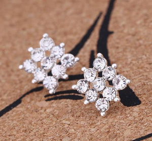 E368 Silver Rhinestone Square Shape Earrings - Iris Fashion Jewelry