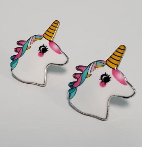 L102 White Unicorn Earrings - Iris Fashion Jewelry