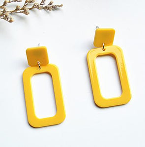 E1506 Yellow Acrylic Rectangle Earrings - Iris Fashion Jewelry