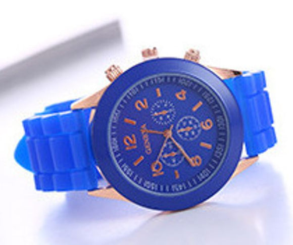 W445 Royal Blue Silicone Collection Quartz Watch - Iris Fashion Jewelry