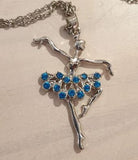 N898 Silver Light Blue Rhinestones Ballerina Necklace with FREE Earrings - Iris Fashion Jewelry