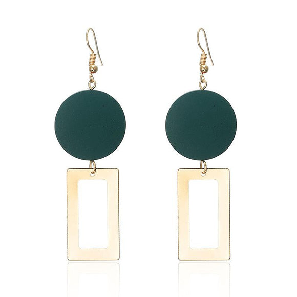E443 Gold & Green Dangle Earrings - Iris Fashion Jewelry