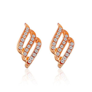 E912 Rose Gold Rhinestone Stud Earrings - Iris Fashion Jewelry