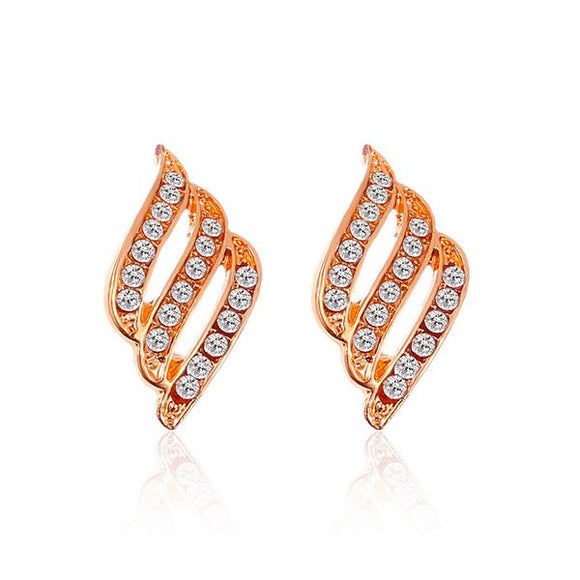 E912 Rose Gold Rhinestone Stud Earrings - Iris Fashion Jewelry