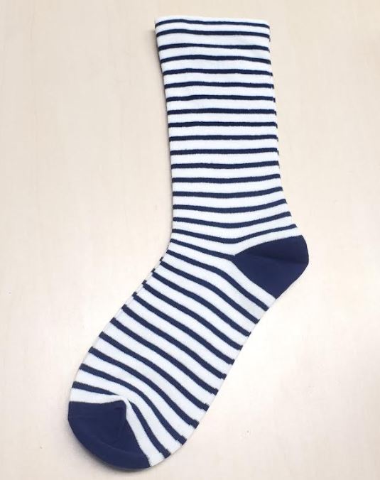 SF1309 White Navy Blue Stripes Socks - Iris Fashion Jewelry