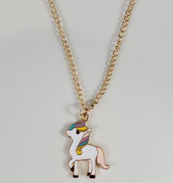 L59 Gold Baked Enamel Colorful Unicorn Necklace FREE Earrings - Iris Fashion Jewelry