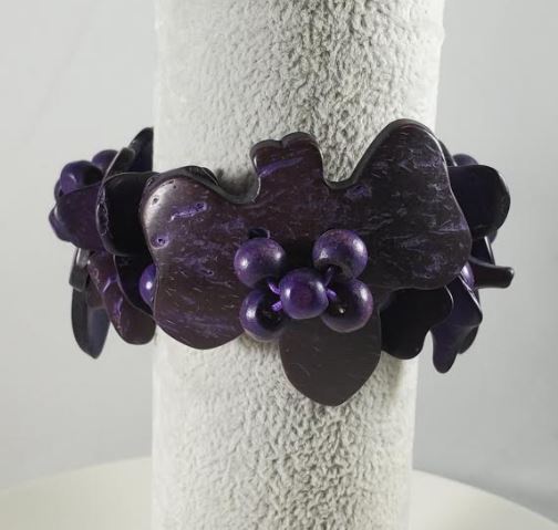 B349 Purple Wooden Bead Bracelet - Iris Fashion Jewelry