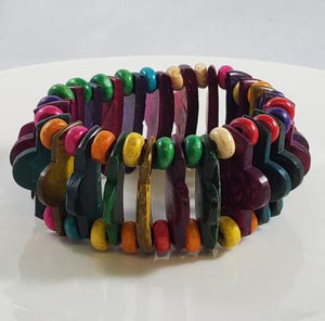B171 Multi Color Festive Wooden Bead Bracelet - Iris Fashion Jewelry