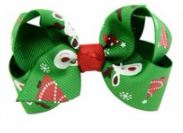 Z84 Green Reindeer Christmas Small Hair Bow Clip - Iris Fashion Jewelry