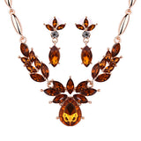 N1700 Gold Brown Gemstone Necklace with FREE Earrings - Iris Fashion Jewelry