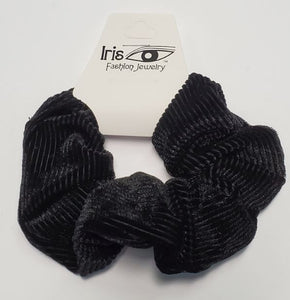 H490 Black Corduroy Hair Scrunchie - Iris Fashion Jewelry