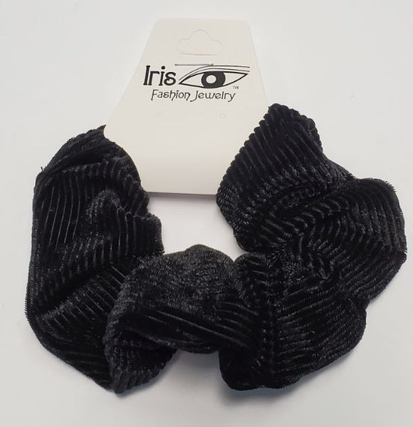 H490 Black Corduroy Hair Scrunchie - Iris Fashion Jewelry