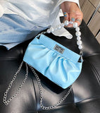 PB14 Light Blue Pearl Accent Shoulder Bag - Iris Fashion Jewelry