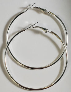 E1118 Silver 1 3/4" Hoop Earrings - Iris Fashion Jewelry
