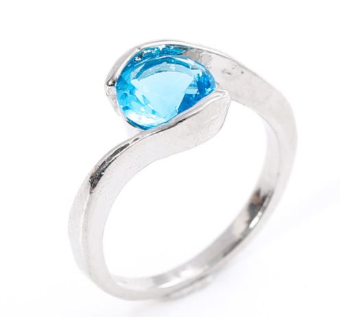 R216 Silver Light Blue Gemstone Ring - Iris Fashion Jewelry