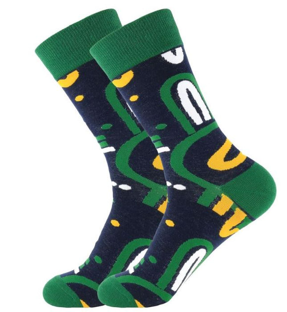 *SF708 Green & Yellow Squiggles Socks - Iris Fashion Jewelry