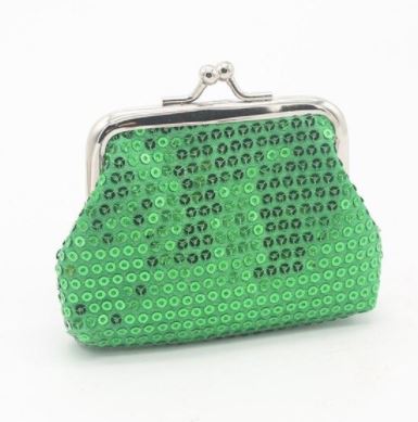 L195 Green Sequin Clasp Coin Purse - Iris Fashion Jewelry