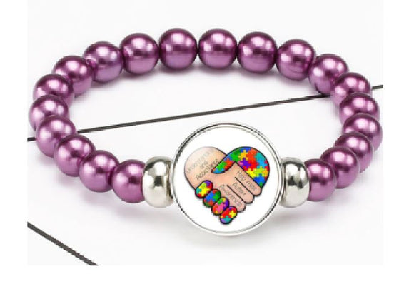 B1009 Purple Autism Awareness Bracelet - Iris Fashion Jewelry